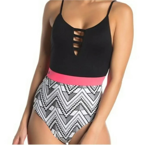 NEW Maaji Women’s Size Small Black Orlov One Piece Reversible Bathing Suit - Picture 2 of 6